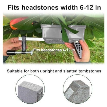 Grave Saddles, Headstone Holders for Cemetery Tombstones 6–12" – 2 Pack - color: Gray, size: 3 to 12 inches