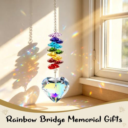 Dog Memorial Gifts for Loss of Dog Pet Memorial Suncatcher | Loss of Dog Sympathy Gift,Rainbow Bridge Dogs and Cats Bereavement Remembrance Gifts,with Heart Photo Frame