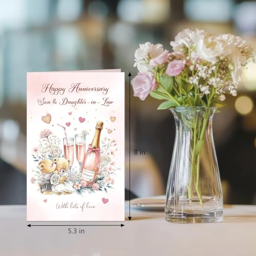 Happy Anniversary Card for Son and Daughter in Law, Cute Daughter and Son in Law Anniversary Card from Dad Mom - color: Son and Daughter in Law Anniversary