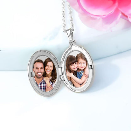 PicturesOnGold.com Oval Picture Locket in Silver - 3/4 x 1 inch - Includes 18 inch Chain - style: Locket + Engraving