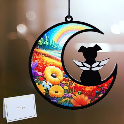 DIY Dog Angel Memorial Suncatcher with Sympathy Card,Rainbow Bridge Dog Memorial Gifts,Loss of Pet Sympathy Gift Dog,Dog Lovers Gifts for Women (2-Rainbow Bridge) - color: 2-rainbow Bridge