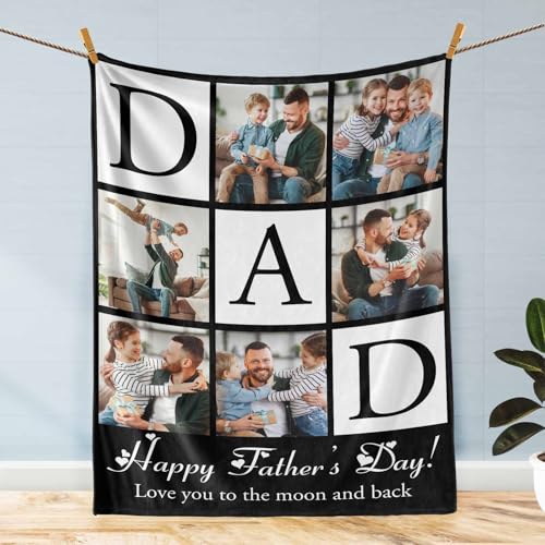 D-Story Custom Blanket Fathers Day Personalized Gifts for Dad Customized Blankets and Throws with Photos Text Fleece Picture Blanket Birthday Gifts from Daughter Son Wife Dad 01 - color: Dad 01