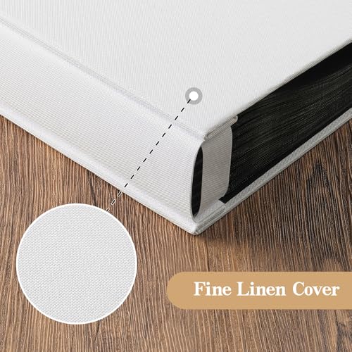 potricher Small 8x10 Photo Album, 160 Pockets, Linen Cover, White - color: White
