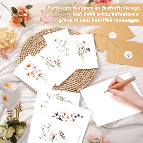 Motiskyy 100 Pcs Floral Blank Note Cards and Envelopes 4x6 Elegant Blank Greeting Cards with Matching Peel-and-Seal Stickers Plain Notecards Stationery for Back to School Office Home, 10 Designs - style: Floral Style