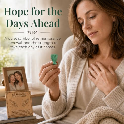 Memorial Gift for Loss of Loved One, Green Aventurine Guardian Angel Pocket Hug Keepsake, Sympathy Angel from Heaven with Message Card, Comfort and Hope Gift (Green) - color: Green