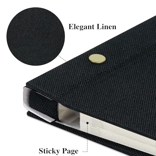 Linen Self Adhesive Photo Album 10x10 40 Pages Black | Window cover, Small Scrapbook album, 2x3 4x6 5x7 photos, Wedding, Couple, Travel memories - color: Black, size: 40 Pages (20 Sheets), 10 x 10 Inch