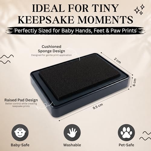ReignDrop Baby Ink Pad for Hand and Footprints, Non-Toxic Acid-Free Keepsake Kit, Smudge-Proof Archival Ink Wipes Off Skin, for Scrapbook, Photo Album, Frames & Pet Paws, Baby Gift (Black) - color: Black