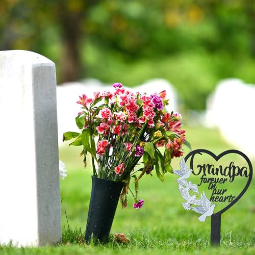 BUoonyer Stake Graves Cemetery Decorations - Grandpa Metal Memorial Grave Markers, Grandfather Heart Graveyard Sympathy Plaque, Dove Remembrance Graveside Burial Decor Sign for Outside Yard Garden - style: Grandpa