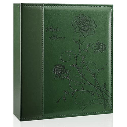 Photo Album 8x10 Clear Pages Pockets Leathe Cover Slip Slide in Photo Album Holds 50 Vertical 8x10 Photos Picture Book for Wedding Family (Dark Green) - color: Dark Green, size: 50 Pockets/1PK