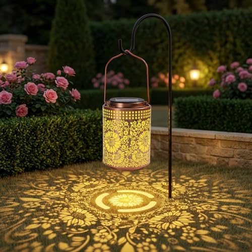 ZKLILI Sunflower Solar Lanterns Outdoor Waterproof Hanging Solar Lights Sunflower Gifts for Women Men Mom Lanterns for Yard, Patio, Lawn, Pathway, Landscape, Garden Decor - style: Sunflower