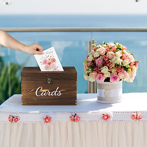MDLUU Wood Wedding Card Box, Rustic Wedding Money Case with Lock, Envelope Holder Card Receiving Box for Reception, Birthday Party (Brown) - color: Brown