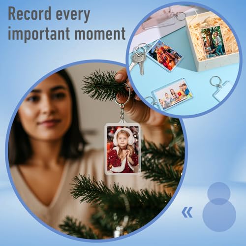 Photo Keychain Blanks Bulk, 2 x 3 Inch Transparent Acrylic Picture Keychain Holder Rectangle Photo Keychains