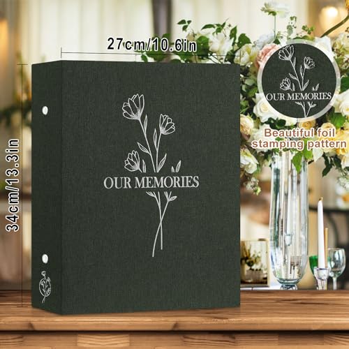 Lanpn Photo Album 4x6 400 Pockets, Linen OUR MEMORIES Hardcover Photo Book Photobook Holds 400 Vertical Pictures Only Green - color: Green, size: 400 Photos