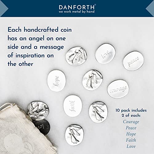 DANFORTH Pocket Angel Token Bag of 10, Inspirational Pewter Coins Lead-Free | Guardian Angel Coin, Keepsake Coins for Encouragement, Remembrance & Spiritual Gifts - color: Inspirational Angel Coins Bag of 10
