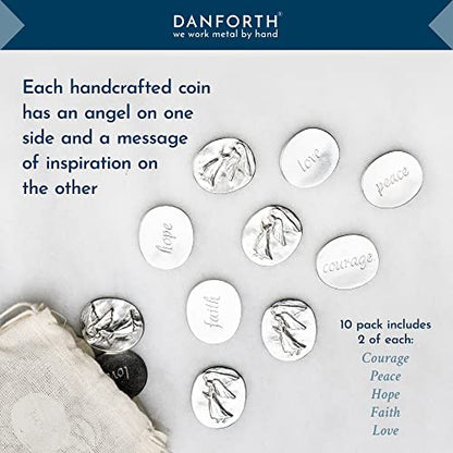 DANFORTH Pocket Angel Token Bag of 10, Inspirational Pewter Coins Lead-Free | Guardian Angel Coin, Keepsake Coins for Encouragement, Remembrance & Spiritual Gifts - color: Inspirational Angel Coins Bag of 10