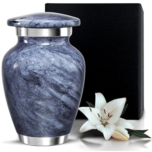 Small Urn for Ashes Male & Female – Mini Cremation Urns for Human Ashes Keepsake – Little Miniature Ash Urn for Mom & Dad – Tiny Decorative Memorial Keepsake for Loved Ones (Silver, Small) - color: Silver
