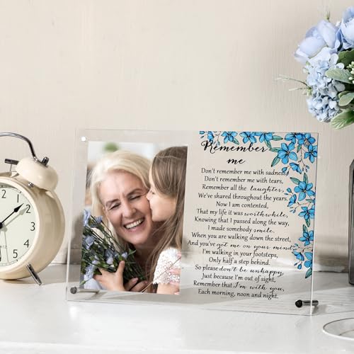 Roowest Flower Memorial Picture Frame Sympathy Gifts for Loss of Loved One Passed Away Acrylic Magnetic Photo Frames Bereavement for Mom, Dad, Family, 7 x 10 Inch - style: Flower