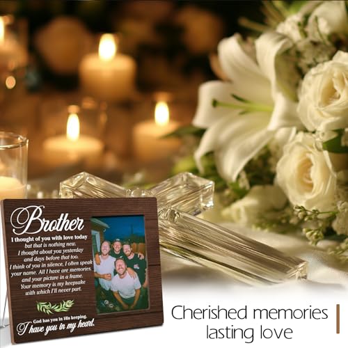Brother Memorial Bereavement Wooden Picture Frame Gifts, Sympathy Gifts for Loss of Brother, Fits 4x6 Photo Frame - color: Brown-bro
