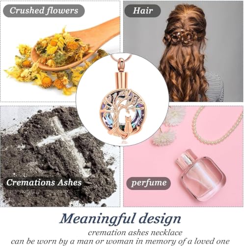 zeqingjw Cat Cremation Jewelry Urn Necklace for Ashes for Pet,Funeral Ashes Keepsake Urn Necklace Pendant Memorial Jewellery - color: Rose Gold-Purple