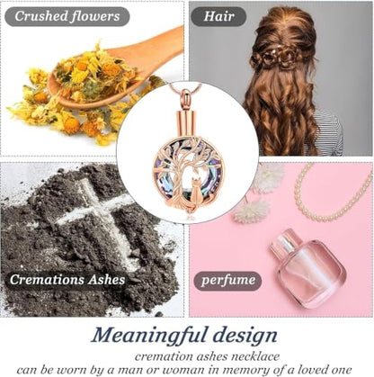 zeqingjw Cat Cremation Jewelry Urn Necklace for Ashes for Pet,Funeral Ashes Keepsake Urn Necklace Pendant Memorial Jewellery - color: Rose Gold-Purple