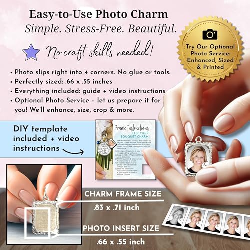 Gutsy Goodness Bouquet Charm On Your Wedding Day Memorial Honoring Mom Dad Grandma Grandpa Meaningful Bridal Floral Jewelry Silver Finish Pendant Bride's Flowers Photo Frames Parent Grandparent - color: White Bead, style: My Daughter | 1 Frame