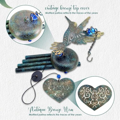 ASTARIN Hummingbird Wind Chimes Outside | Unique Hummingbird Gifts All Metal Wind Chimes for Love One Gifts for Mom, Grandma, Daughter, Garden, Patio, Backyard.(29”) - size: 29" Hummingbird