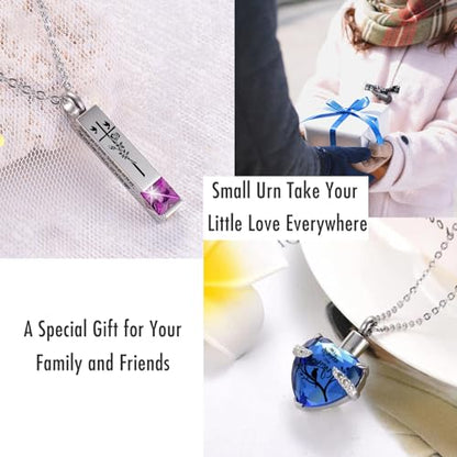 Cremation Urn Necklace for Ashes Set of 6- Small Cremation Urns for Human/Pet Ashes Keepsake Sharing Urns Memorial Ashes Holder-A Limb has Fallen from The Family Tree (6Pcs-Silver Customized) - color: 6pcs-silver Customized