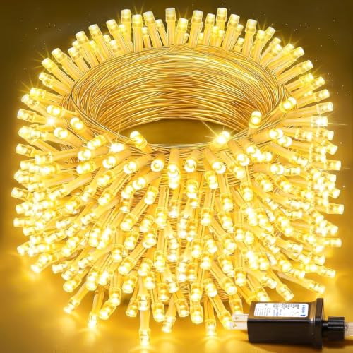 100+16.4FT Warm White LED Fairy Lights, Connectable Clear Wire String Lights with Timer,Waterproof Light Strand for Christmas Tree, Bedroom, Patio, Wedding, Party, Indoor Outdoor Decor - color: Warm White, size: 100FT