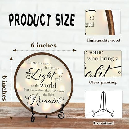 Sympathy Desk Decor Sign, Celebration Of Life Decorations, There Are Some Who Bring A Light Memorial Wood Sign, Decor For Home Bedroom, Wooden Round Decor With Stand-01 - style: Brown Round Sign