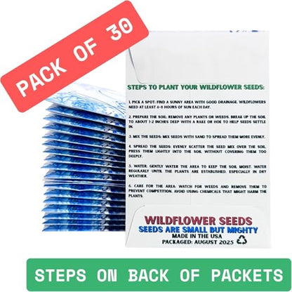 Wildflower Seed Packets Baby Boy Baby Shower Party Favors (Pack of 30) - Wildflower Seed Packet Favors Gift Boy Blue - color: Baby Boy
