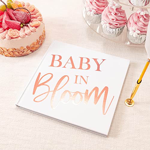Calculs Polaroid Baby Shower Guest Book Baby in Bloom Signature Bridal Party Picture Book Blank Pages for Instant Film 8.5” Square White Cover Rose Gold Stamping - style: Eclectic