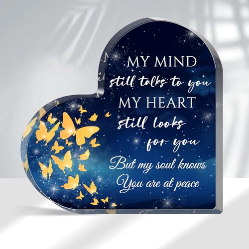 Xendelow Heart-Shaped Acrylic Decor Sign, Sympathy Gift for Loss, 5 x 5 x 0.6 inches - style: 010