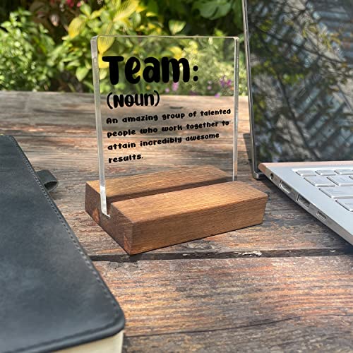 Inspirational Quotes Office Team Desk Sign, Motivational Minimalist Decor Art Acrylic Plaque With Wooden Stand for Home Office, Gift for Women Colleague Friend Coworker - style: Office