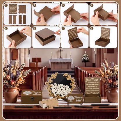 Amyhill Celebration of Life Favors Memory Guest Book, Laurel Wreath, Brown - style: Laurel Wreath