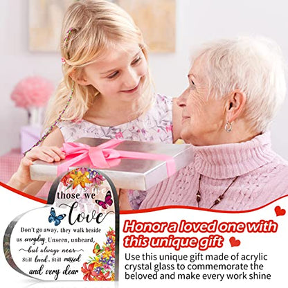 Jetec Sympathy Bereavement Gift for Loss of Loved One, 4 x 4 x 0.4 Inch | Acrylic Heart, Memorial Condolence Grieving Keepsake for Mom Dad Grandma, Remembrance Decor, Sympathy Gifts Standing - size: 4 x 4 x 0.4 Inch