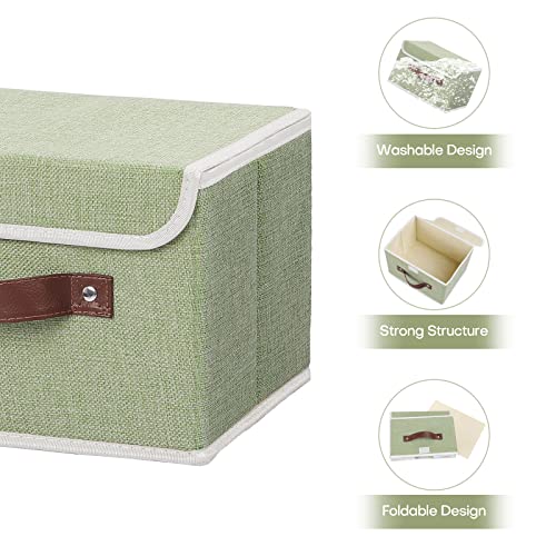 ANMINY Fabric Storage Box Bins with Lids, Green, 10"x8"x7", 2 Pack - color: Mint Green, size: Small (Pack of 2)