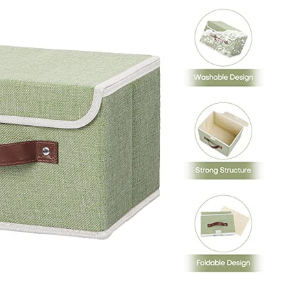 ANMINY Fabric Storage Box Bins with Lids, Green, 10"x8"x7", 2 Pack - color: Mint Green, size: Small (Pack of 2)