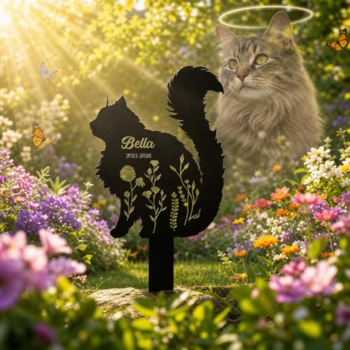 Custom Cat Memorial, Personalized Cat Memorial Plaques for Outside, Pet Grave Marker Cat, Cat Memorials for Garden, Pet Loss Gifts, Cat Lover Remembrance - color: Cat 12