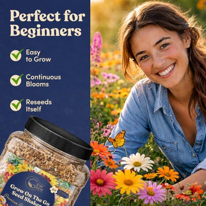 Bulk Wildflower Seed Shaker – Perennial Flower Seeds Mix to Plant Anywhere, by Geva Grow | 20 - Different Type Beautiful Perennial Wildflower Seeds Bulk 900,000+ Seeds, 1 Pound Tub - size: 1 Pound Tub, style: Premium Perennial Mix