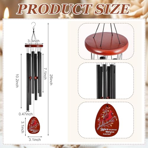 Memorial Sympathy Wind Chimes for Loss of Loved One | 26'' with Cardinal Doll, Cardinal Windchimes in Memory of a Loved One Bereavement Condolence Remembrance Gifts