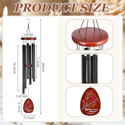 Memorial Sympathy Wind Chimes for Loss of Loved One | 26'' with Cardinal Doll, Cardinal Windchimes in Memory of a Loved One Bereavement Condolence Remembrance Gifts
