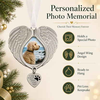 Pet Memorial Gift Dog Memorial Christmas Ornament Angel Wings Frame - style: With Photo Holder
