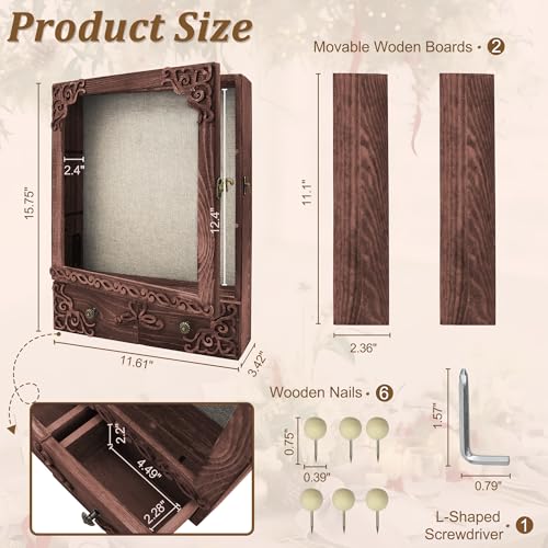 11x16 Wedding Memorial Shadow Box Frame with Shelves, Brown - color: Classic Brown