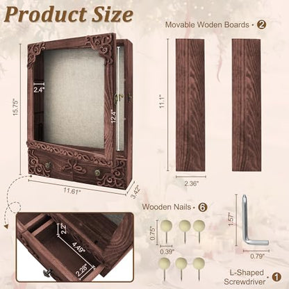11x16 Wedding Memorial Shadow Box Frame with Shelves, Brown - color: Classic Brown