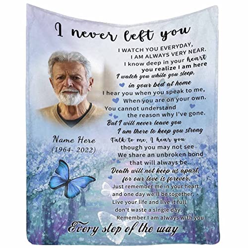 Custom Blanket Memorial Gifts Mother Sympathy Gift for Loss of Dad Mom Grandmother Grandpa, in Memory Dad Butterfly Background - color: Multi A3, size: 30 x 40 Inches