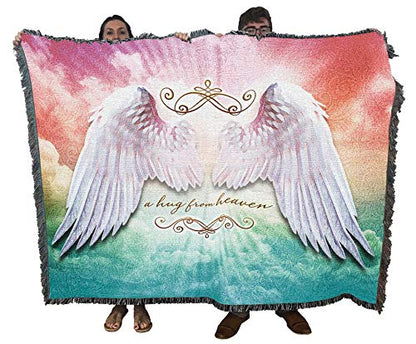 Pure Country Weavers A Hugs from Heaven Blanket by Brigid Ashwood - Sympathy Bereavement Gift Tapestry Throw Woven from Cotton - Made in the USA (72x54) - color: Hugs from Heaven, size: 72" x 54"