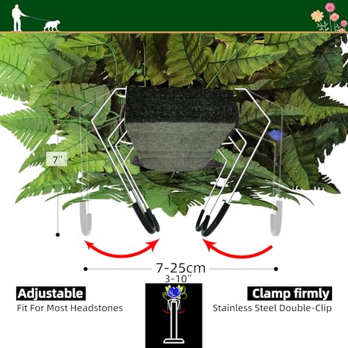 Artificial Headstone Flower Saddle,Cemetery Flowers,Memorial Flowers,Beautiful Arrangements-Silk Daisy Rose Sunflower Chrysanthemum