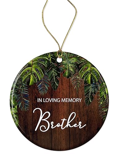 Memorial Heart Ornament - In Loving Memory of Brother - Ceramic Christmas Ornament - size: Printed on Both Sides