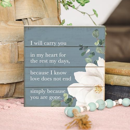 Simply Said, INC Perfect Pallet Petites Celebration of Life Sign, Carry You In My Heart Flowers, 8 inch Wood Plaque, Made in USA, PET26228 - color: Carry In Heart Flower