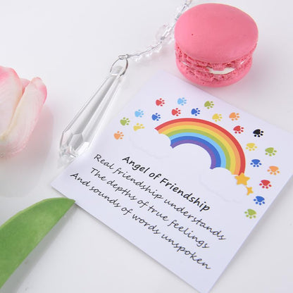 Sisadodo Rainbow Bridge Dog Memorial Gifts for Loss of Dogs Cats Rainbow Bridge Bracelet Keychains Paw Crystal Sun Catcher - color: Card and Crystal Suncatcher
